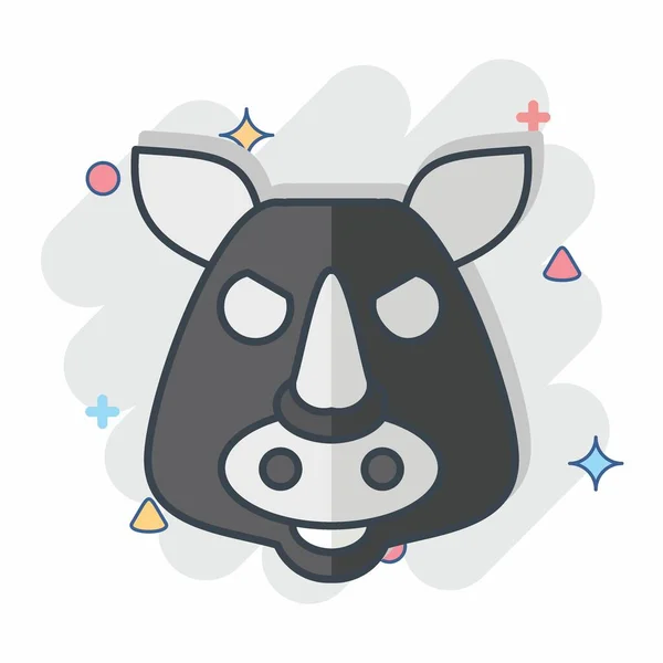 Icon Rhino Related Animal Symbol Comic Style Simple Design Editable — Stock Vector