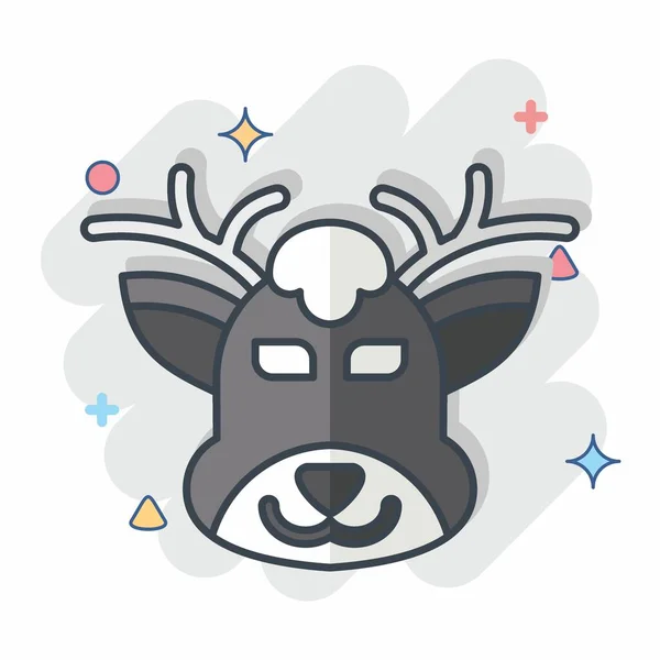 Icon Deer Terkait Dengan Simbol Hewan Gaya Komik Desain Sederhana - Stok Vektor