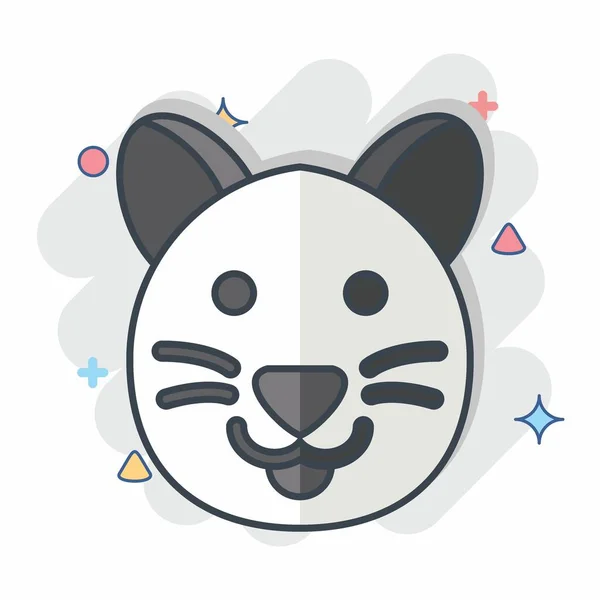 Icon Cat Související Symbolem Zvířete Komický Styl Jednoduchý Design Upravitelný — Stockový vektor
