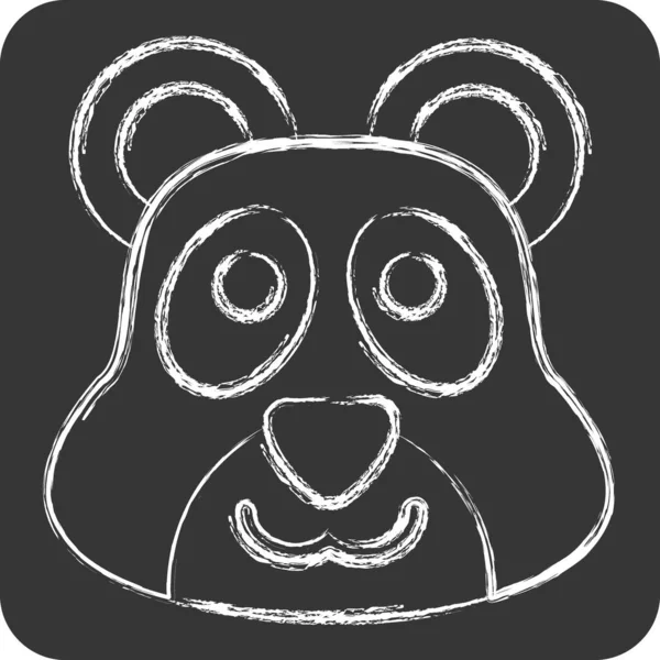 Icon Panda Související Symbolem Zvířete Křídový Styl Jednoduchý Design Upravitelný — Stockový vektor