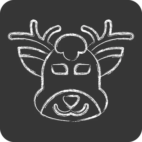 Icon Deer Terkait Dengan Simbol Hewan Gaya Kapur Desain Sederhana - Stok Vektor