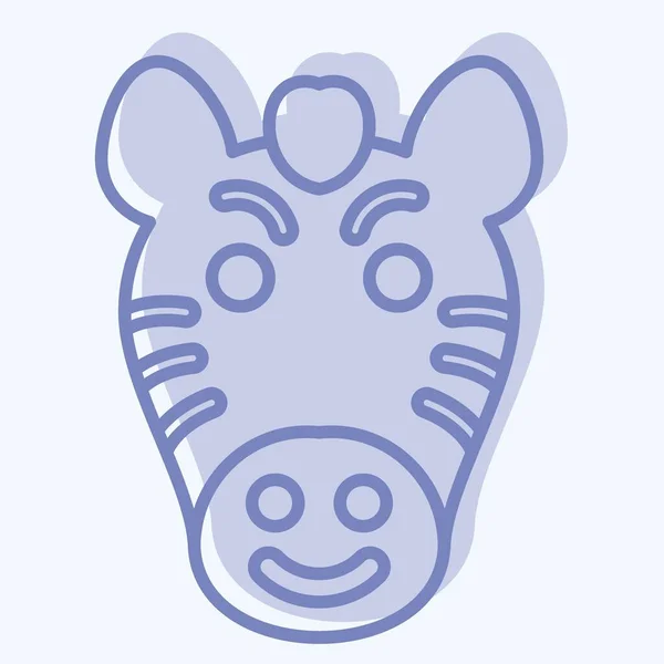Icon Zebra Related Animal Symbol Two Tone Style Simple Design — Stock Vector