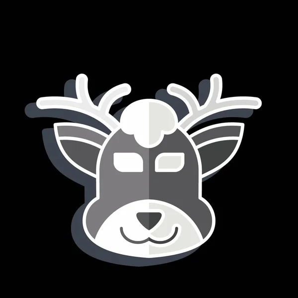 Icône Deer Lié Symbole Animal Style Brillant Conception Simple Modifiable — Image vectorielle
