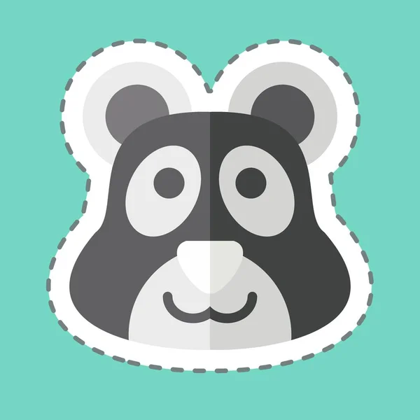 Linha Autocolante Cortada Panda Relacionado Com Símbolo Animal Design Simples —  Vetores de Stock