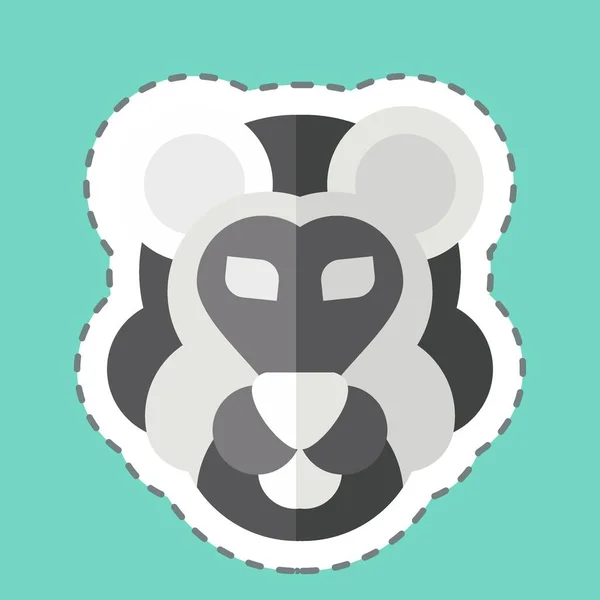 Sticker Ligne Coupée Lion Lié Symbole Animal Conception Simple Modifiable — Image vectorielle