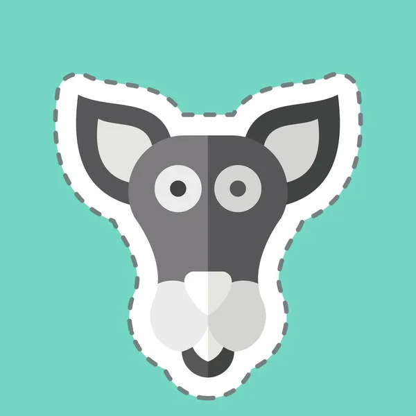 Sticker Line Cut Kangaroo Related Animal Symbol Simple Design Editable — Stock Vector