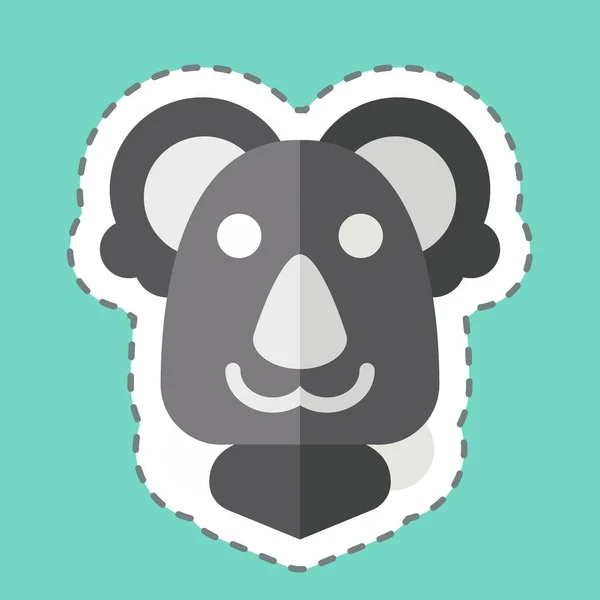 Línea Pegatina Cortó Koala Relacionado Con Símbolo Animal Diseño Simple — Vector de stock