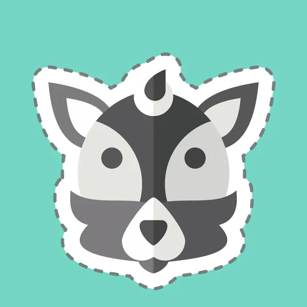 Ligne Autocollante Coupée Fox Lié Symbole Animal Conception Simple Modifiable — Image vectorielle