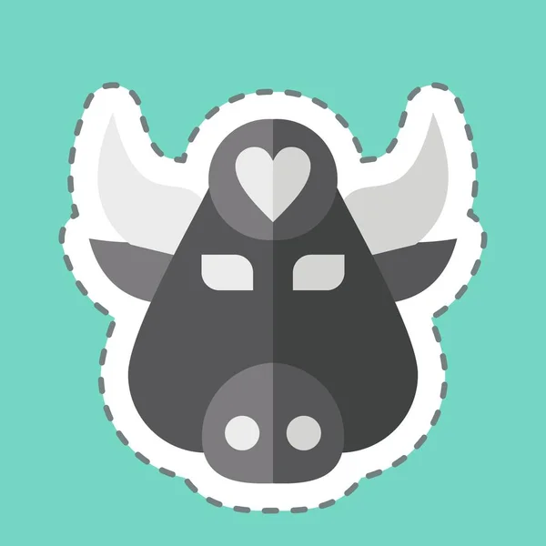 Sticker Line Cut Buffalo Related Animal Symbol Simple Design Editable — Stock Vector