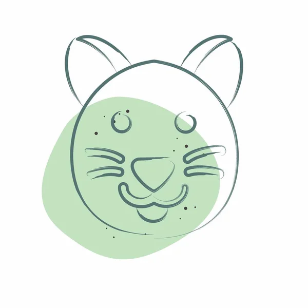 Icona Cat Collegati Simbolo Animale Colore Spot Style Design Semplice — Vettoriale Stock