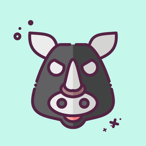 Ikona Rhino Związane Symbolem Zwierzęcia Styl Mbe Prosty Projekt Można — Wektor stockowy