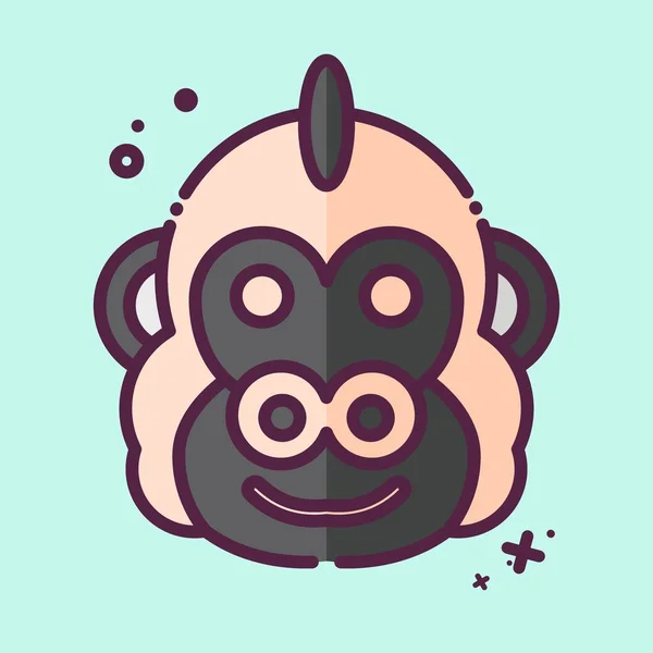 Ikon Gorilla Terkait Dengan Simbol Hewan Gaya Mbe Desain Sederhana - Stok Vektor