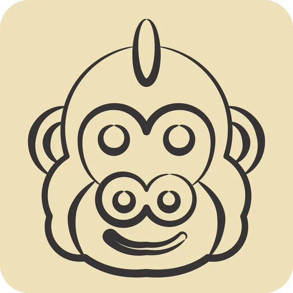 Icon Gorilla Související Symbolem Zvířete Ručně Kreslený Styl Jednoduchý Design — Stockový vektor