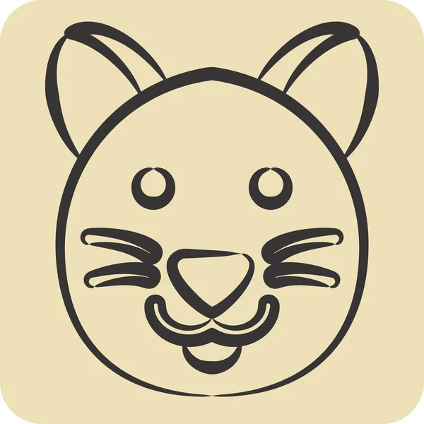 Icona Cat Collegati Simbolo Animale Stile Disegnato Mano Design Semplice — Vettoriale Stock