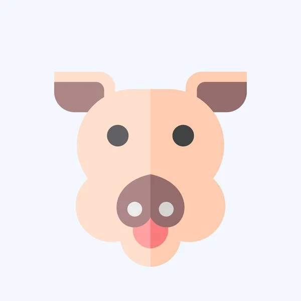 Icon Pig Related Animal Symbol Flat Style Simple Design Editable — Stock Vector
