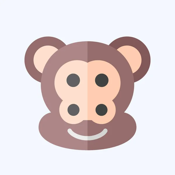 Icon Monkey Related Animal Symbol Flat Style Simple Design Editable — Stock Vector