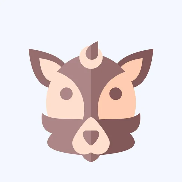 Icône Fox Lié Symbole Animal Style Plat Conception Simple Modifiable — Image vectorielle