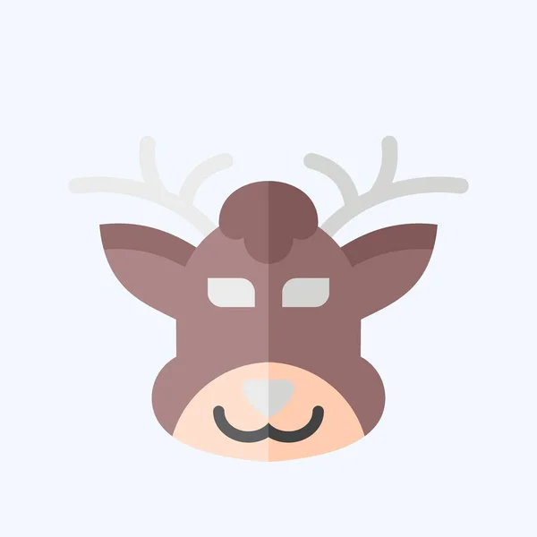 Icône Deer Lié Symbole Animal Style Plat Conception Simple Modifiable — Image vectorielle