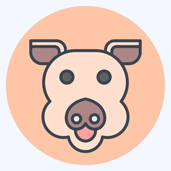 Icon Pig Related Animal Symbol Color Mate Style Simple Design — Stock Vector