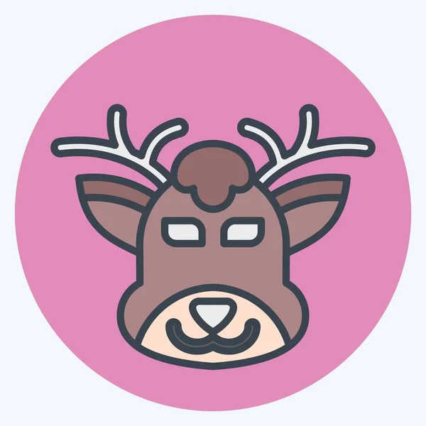 Icône Deer Lié Symbole Animal Couleur Mate Style Conception Simple — Image vectorielle