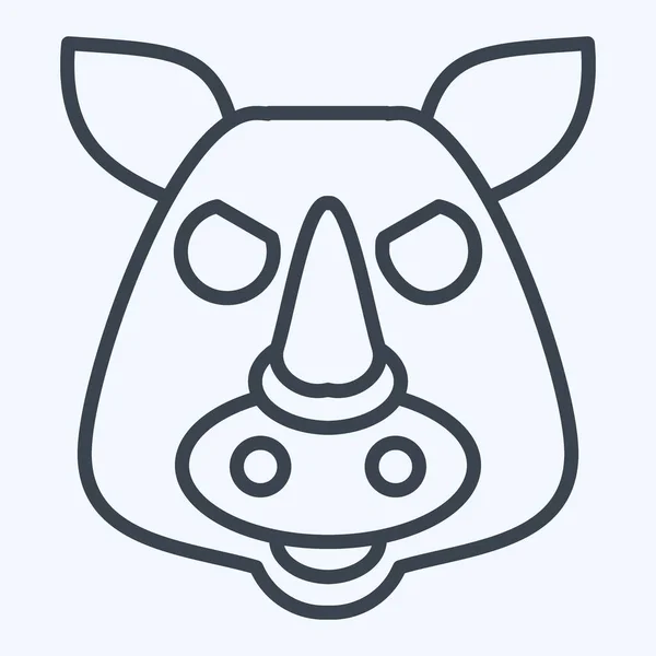Icône Rhino Lié Symbole Animal Style Ligne Conception Simple Modifiable — Image vectorielle