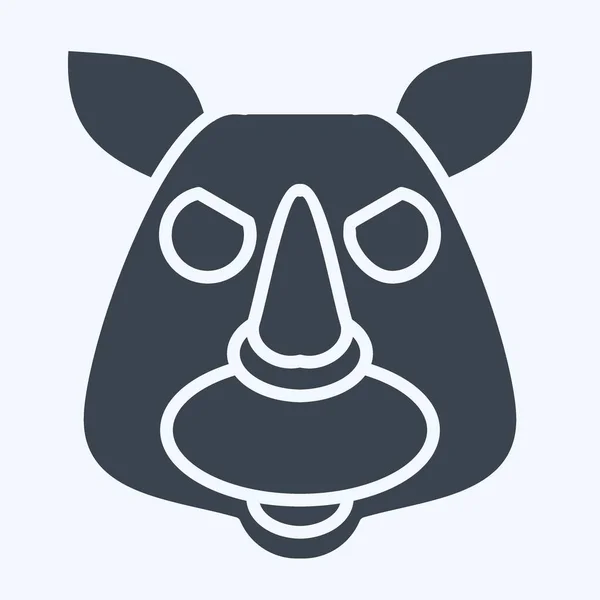 Icône Rhino Lié Symbole Animal Style Glyphe Conception Simple Modifiable — Image vectorielle