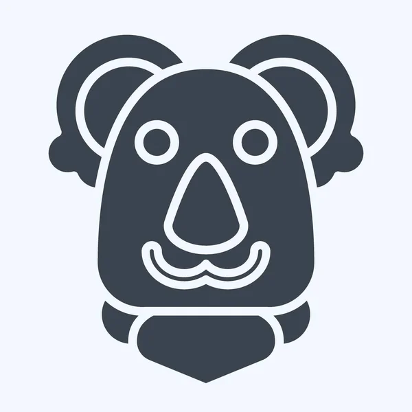 Icon Koala Související Symbolem Zvířete Styl Glyfu Jednoduchý Design Upravitelný — Stockový vektor