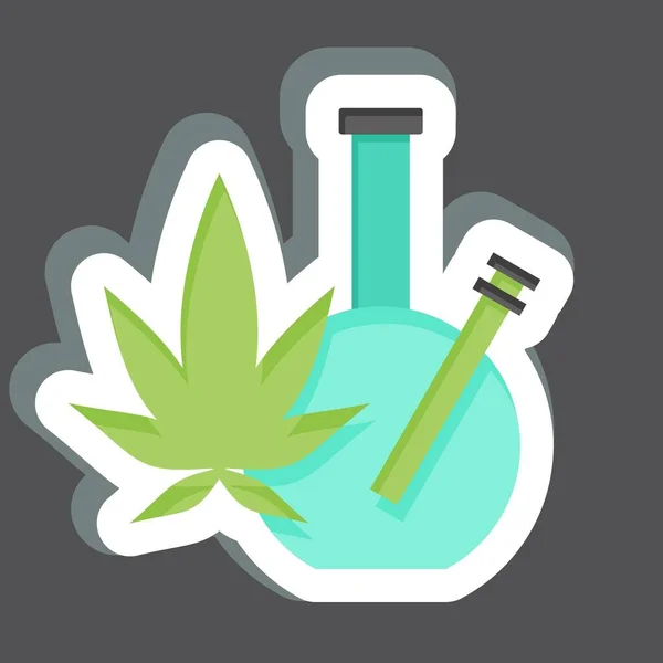 Sticker Marijuana Lié Addiction Dictionary Symbole Conception Simple Modifiable Illustration — Image vectorielle