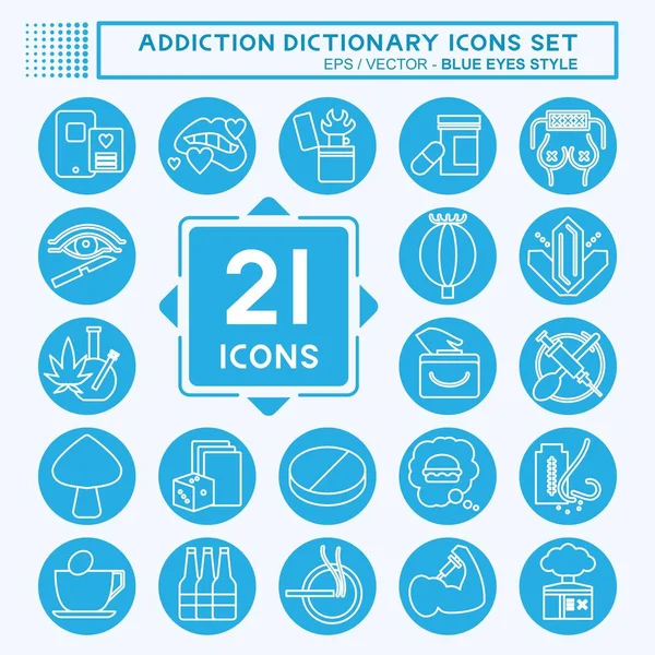 stock vector Icon Set Addiction Dictionary. related to Addiction symbol. blue eyes style. simple design editable. simple illustration