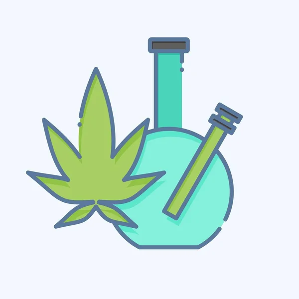 Icône Marijuana Lié Addiction Dictionary Symbole Style Doodle Conception Simple — Image vectorielle