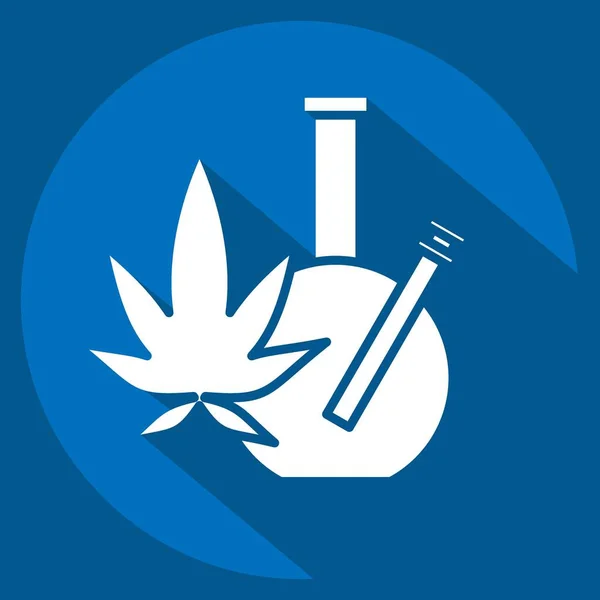 Icon Marijuana Bağımlılık Sözlüğü Sembolüyle Ilgili Uzun Gölge Tarzı Basit — Stok Vektör