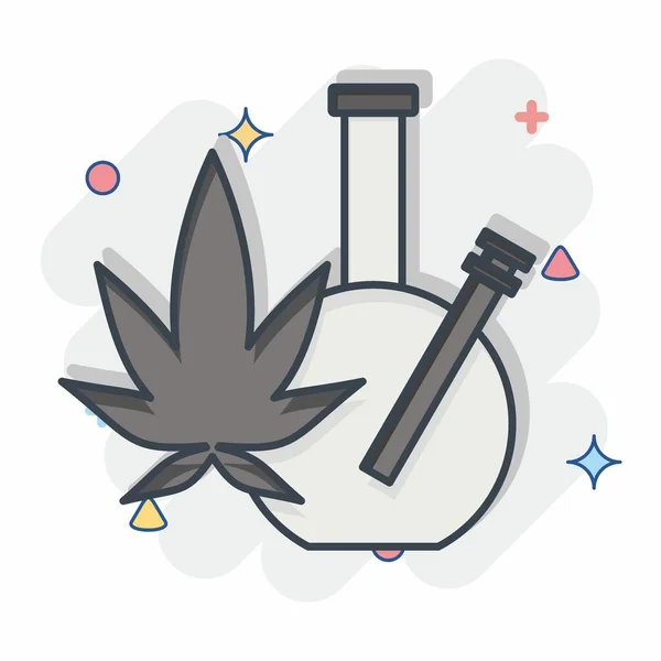 Icône Marijuana Lié Addiction Dictionary Symbole Style Comique Conception Simple — Image vectorielle