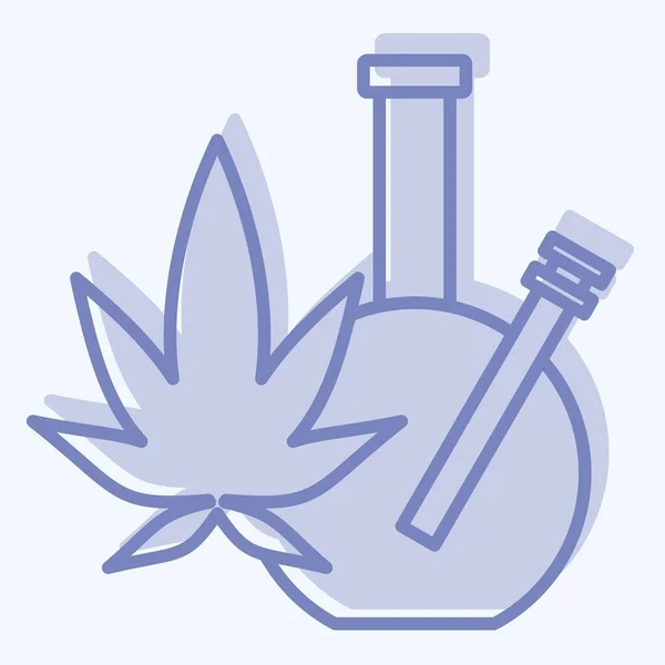 Icon Marijuana Bağımlılık Sözlüğü Sembolüyle Ilgili Ton Stili Basit Dizayn — Stok Vektör