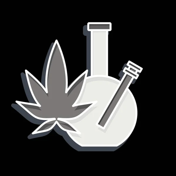 Icône Marijuana Lié Addiction Dictionary Symbole Style Brillant Conception Simple — Image vectorielle