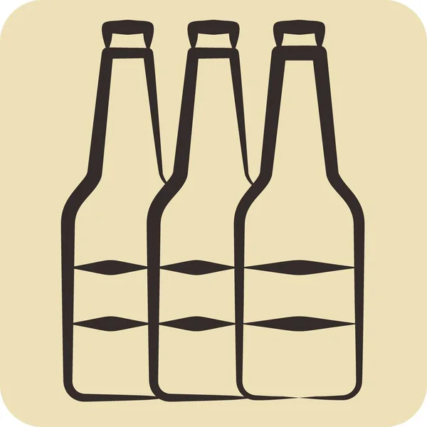 Alkohol Ikonowy Związane Symbolem Słownika Uzależnienia Ręcznie Rysowany Styl Prosty — Wektor stockowy