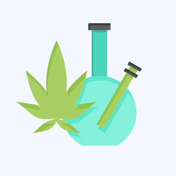 Icône Marijuana Lié Addiction Dictionary Symbole Style Plat Conception Simple — Image vectorielle