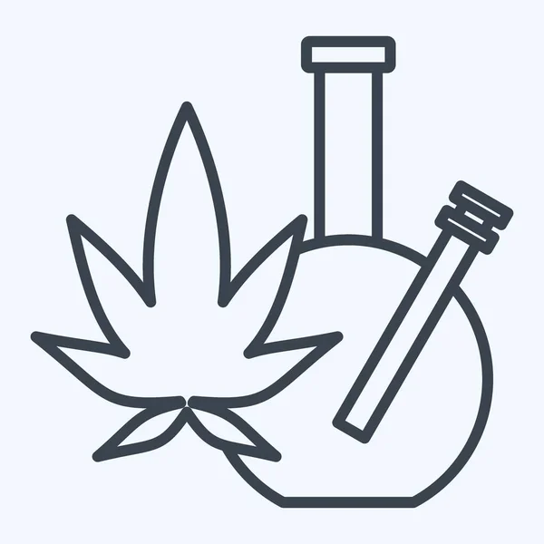 Icône Marijuana Lié Addiction Dictionary Symbole Style Ligne Conception Simple — Image vectorielle