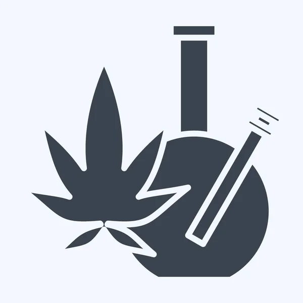 Icon Marijuana Bağımlılık Sözlüğü Sembolüyle Ilgili Kabartma Tarzı Basit Dizayn — Stok Vektör