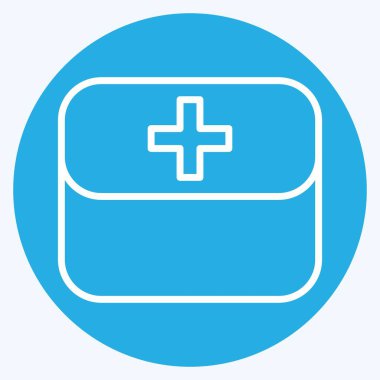 Simge ilk yardım kiti. Yedek Parça sembolüyle ilgili. Mavi gözlü. Basit dizayn edilebilir. Basit resimleme