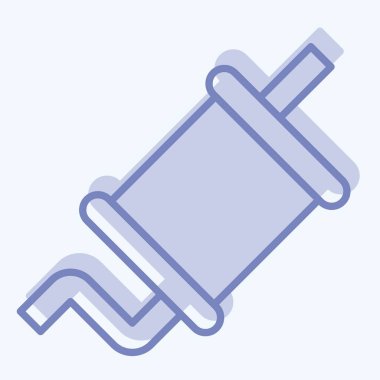 Simge Egzozu. Yedek Parça sembolüyle ilgili. İki ton stili. Basit dizayn edilebilir. Basit resimleme