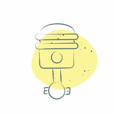 Simge Piston. Yedek Parça sembolüyle ilgili. Renkli Leke Biçimi. Basit dizayn edilebilir. Basit resimleme