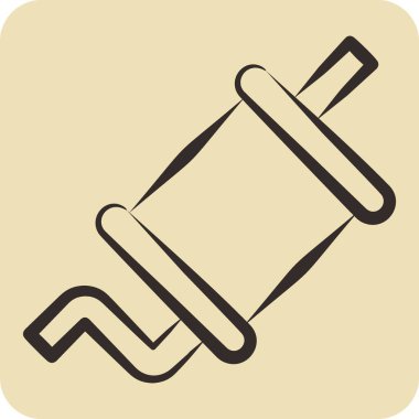 Simge Egzozu. Yedek Parça sembolüyle ilgili. El çizimi tarzı. Basit dizayn edilebilir. Basit resimleme