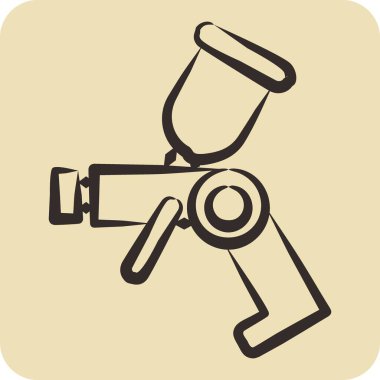 Simge Araba Boyası. Yedek Parça sembolüyle ilgili. El çizimi tarzı. Basit dizayn edilebilir. Basit resimleme