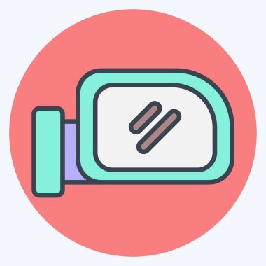 Simge Kanadı Aynası. Yedek Parça sembolüyle ilgili. renk arkadaşı stili. Basit dizayn edilebilir. Basit resimleme