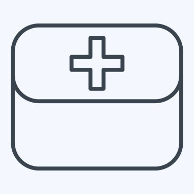 Simge ilk yardım kiti. Yedek Parça sembolüyle ilgili. Sıra tarzı. Basit dizayn edilebilir. Basit resimleme