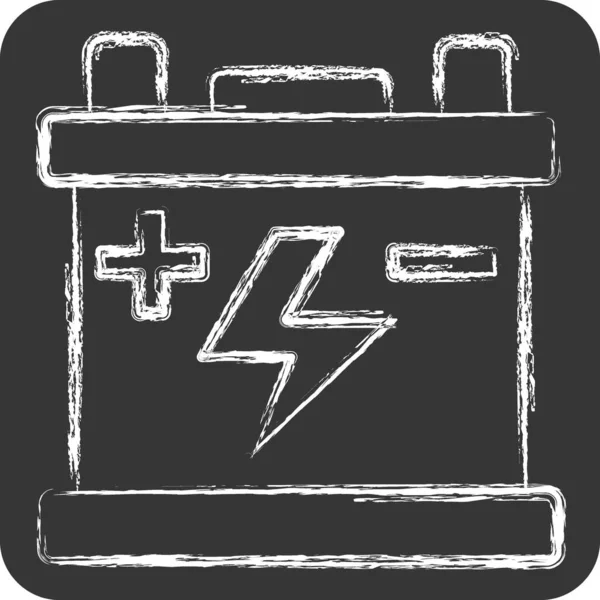 Ikonová Baterie Související Symbolem Náhradní Díly Křídový Styl Jednoduchý Design — Stockový vektor