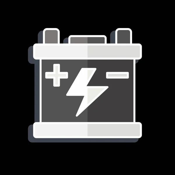 Icône Batterie Lié Symbole Pièces Détachées Style Brillant Conception Simple — Image vectorielle