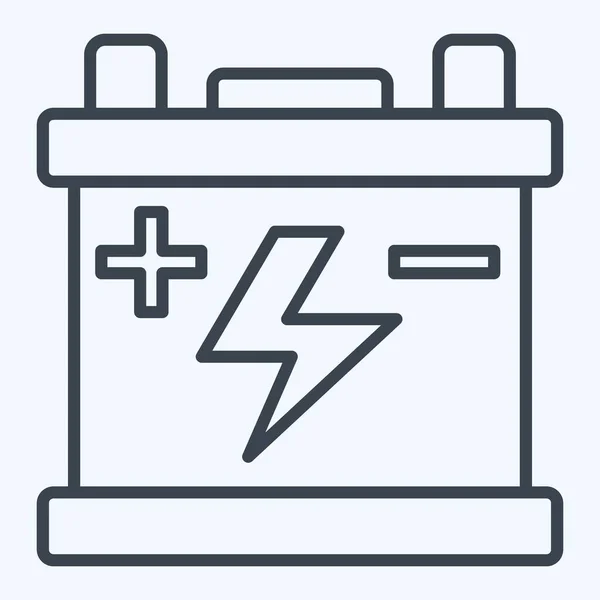 Ikonová Baterie Související Symbolem Náhradní Díly Styl Čáry Jednoduchý Design — Stockový vektor