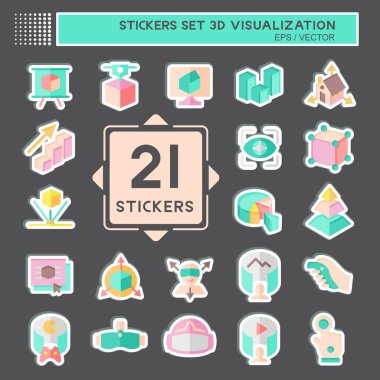 Çıkartma 3 boyutlu görselleştirme. Üç boyutlu görselleştirme sembolüyle ilgili. Basit dizayn edilebilir. Basit resimleme