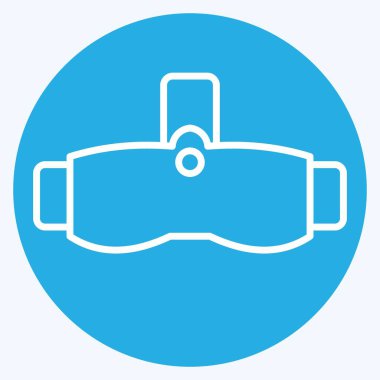 Simge VR Gözlükleri. Üç boyutlu görselleştirme sembolüyle ilgili. Mavi gözlü. Basit dizayn edilebilir. Basit resimleme